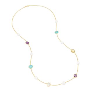 Dower & Hall Long Candy Gemstone & Baroque Pearl Necklace