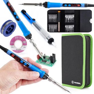 OEM Set Soldador De Precisi&oacute;n Con Display 120w + Trenza + Esta&ntilde;o + Boquilla De Aspiraci&oacute;n + Estuche