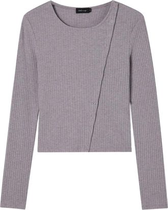 Tout &agrave; Coup Geribbelde top met knopen - Grijs