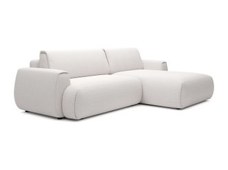 Vente-Unique Sof&aacute; cama rinconera derecha en chenilla blanco marfil MONELIA