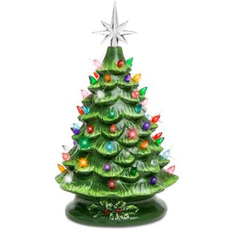 Best Choice Products 15in Pre-Lit Hand-Painted Ceramic Tabletop Christmas Tree
