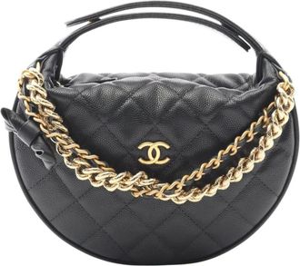 Chanel 2021-2025 CC gewatteerde Caviar Half Moon clutch - Zwart