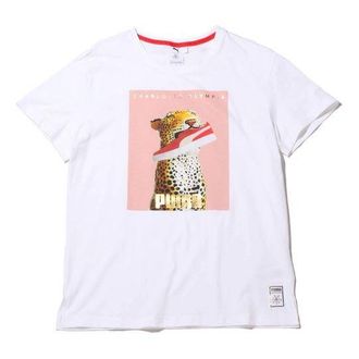 Puma (WMNS) PUMA x Charlotte Crossover SP20 Logo Printing Round Neck Short Sleeve White 596763-52