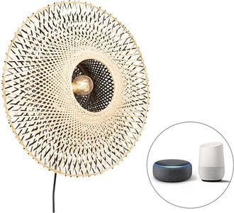 QAZQA Smart Wall Light Bamboo 50 cm with Plug Incl. Wifi A60 - Rina