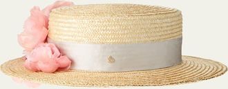 Maison Michel Kiki Peony Straw Boater Hat