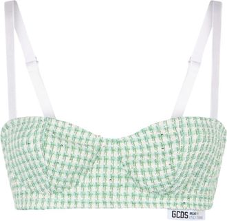 GCDS Tweed Bra - Dames - BHs - Groen - L - Tweed - Ondergoed