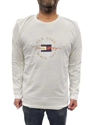Tommy Hilfiger Long Sleeve Crew Neck Shirt In Ecru