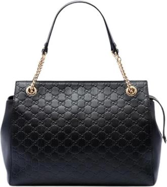 Gucci Pre-owned Embossed Leather Tote Bag - Dames - Vintage Shopper - Zwart - ONE Size - Leer - Vintage