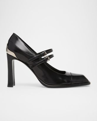 Alexander McQueen 95mm Niko Leather Mary Jane Pumps