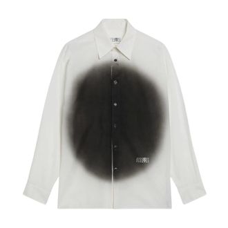 Maison Margiela Spray Print Shirt - Heren - Overhemden - Wit - Maat: XL Katoen