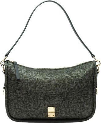 Borbonese Cahier Hobo Tas - Dames - Schoudertassen - Groen - ONE Size - Leer - Tassen