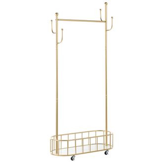 Beliani Perchero Moderno Glam De Metal Con Estante Para Guardar Zapatos Con Ruedas Dorado Loumarin