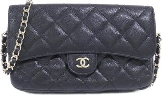 Chanel Black Grained Calfskin Pouch (Pre-Owned)