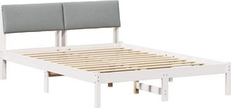 vidaXL Estructura De Cama Con Cabecera Y Gris Claro 140 X 190 Cm Vidaxl