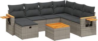 vidaXL Vidaxl - Set De Sof&aacute;s De Jard&iacute;n 8 Pzas Y Cojines Rat&aacute;n Sint&eacute;tico Gris