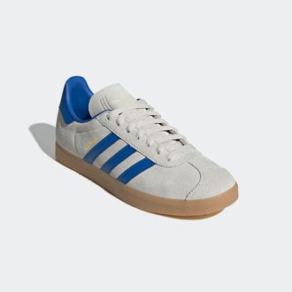 adidas Sneaker ADIDAS ORIGINALS GAZELLE, Herren, Gr. 38,5, blau (aluminium, blau, gum 3), Leder, Synthetik, Schuhe Sneaker
