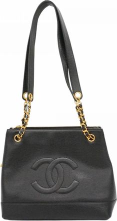 Chanel Black Grained Calfskin Tote Bag (Pre-Owned)