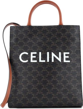 Celine Vertical Cabas Triomphe Coated Canvas Small tote bag - Bruin