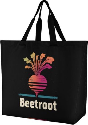 Generic Beetroot Reusable Shopping Bags One Shoulder Grocery Tote Bag Waterproof Big Purse for Work Travel