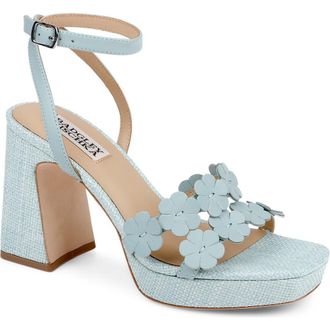 Badgley Mischka Waverly Ankle Strap Platform Sandal in Ocean Leather at Nordstrom, Size 6.5