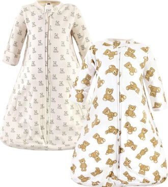 Hudson Baby Cotton Long-Sleeve Wearable Sleeping Bag in Teddy Bear Long Sleeve at Nordstrom