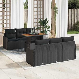 vidaXL Vidaxl - Conjunto De Sof&aacute; De Jard&iacute;n Manual 7 Pcs Negro 100 X 55 X 73 Cm