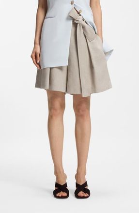 BOSS Tojuna Belted High Waist Shorts in Herringbone Linen at Nordstrom, Size 18