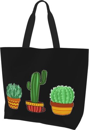 AOOEDM Cacti Cactus Ladies Canvas Tote Reusable Shopping Bag