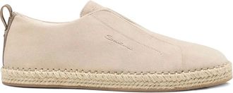 Santoni suede slip-on sneakers - men - Suede/Rubber/Calf Leather/Jute - 6 1/2 - Neutrals