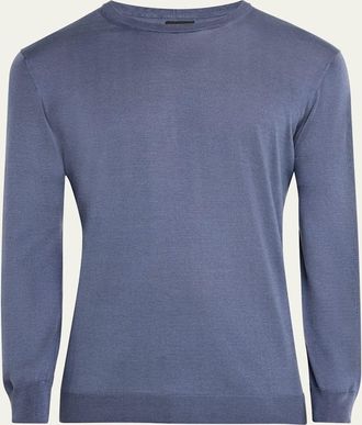 Giorgio Armani Mens Cotton and Silk Crewneck Sweater