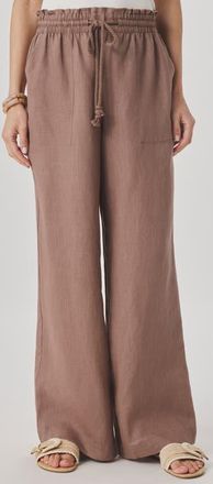 Splendid Stella Paperbag Linen Wide Leg Pants in Wicker Beige at Nordstrom, Size X-Large