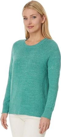 L.L.Bean L. L.Bean Sweater Womens Heather Green Organic Slub Cotton Crew Neck GBO3852