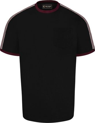 KAM Jeanswear Mens Shoulder Tape Ringer Short Sleeve T-Shirt - Black - 4XL