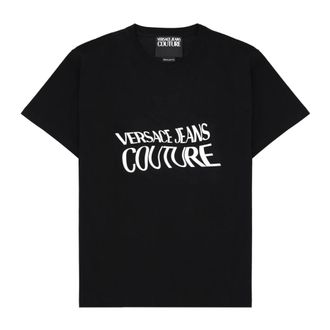 Versace Jeans Couture T-Shirts, male, Black, Size: 2XL R Logo Liquify Patent Rubber T-Shirt