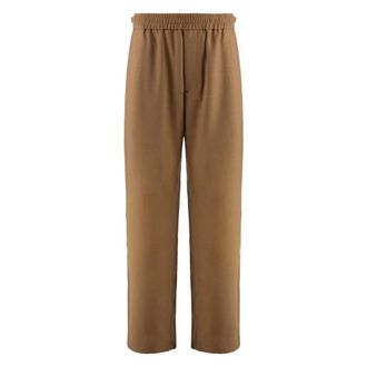 Ami Straight Trousers, male, Brown, XS, Elasticated Wool Twill Trousers