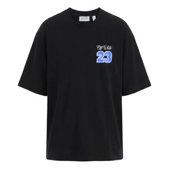 Off-white Black simple T-shirt with blue logo - male - Off White - T-Shirts - Black - 2XL - Tops