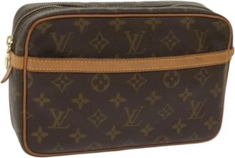 Louis Vuitton Pre-owned Canvas clutches - Dames - Vintage Tassen - Bruin - ONE Size - Leer - Vintage