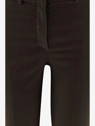 Ql2 Quelledue Womens Stretch Cotton Velvet Trousers Dark Brown
