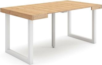 Skraut Home Mesa Consola Extensible, Mesa Comedor Plegable, 160, Para 8 Comensales, Patas Madera Maciza, Estilo Moderno, Roble - Skraut Home