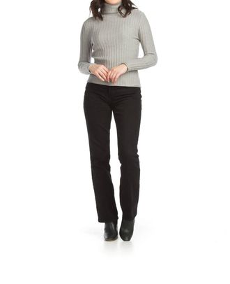 Papillon Ribbed Turtle Neck Top In Grey