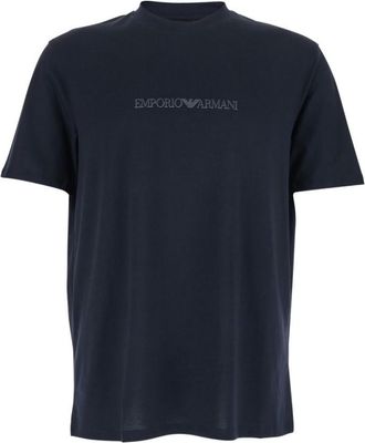 Emporio Armani Blue Crew Neck Logo T-shirt