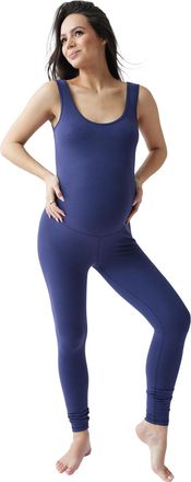 Ingrid & Isabel Basics - Active Long Unitard for Women - Maternity Romper Bumpsuit - Scoop Neck Tank Top Maternity Bodysuit, Navy Blue, Large