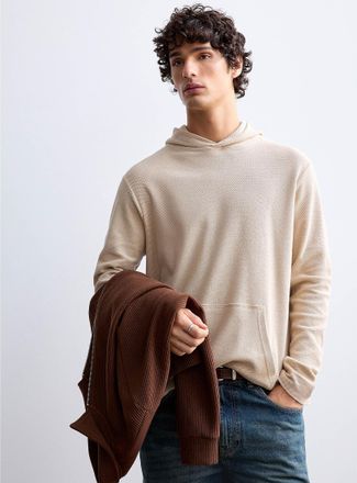 Le 31 Mens Textured knit hoodie