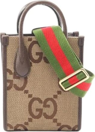 Gucci Pre-owned Jumbo GG Canvas Leather 2way Tote Bag - - Pre-owned - Donna - Beige - ONE SIZE