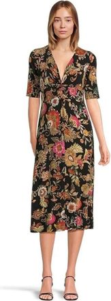 Johnny Was The Janie Favorite Midi Swing Dress Women Black Twist Front GBO3894