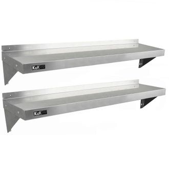 MonsterShop 2 x KuKoo Stainless Steel Shelves 1400mm x 300mm in Silver