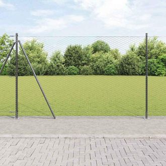 vidaXL Reja Con Postes Gris 1.5 X 10 M Acero Recubierto De Pvc Vidaxl