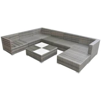 Berkfield Home Modern 8 Piece Garden Lounge Set with Cushions Poly Rattan Grey