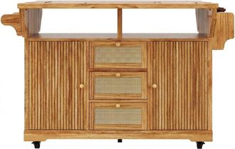 Urban Meuble Carrito de servicio efecto madera plegable con cajones de rat&aacute;n pe