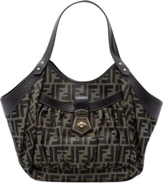 Fendi Pre-owned Shoulder Bags, female, Brown, Size: ONE SIZE Pre-owned Canvas Tote Bag